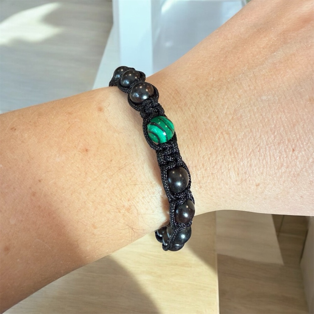 Original Grain Ebony & Malachite Shambala Bracelet